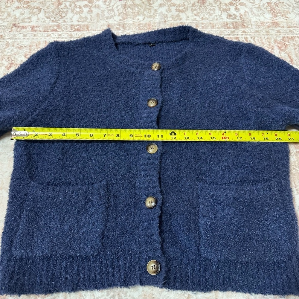 Cozy Fuzzy Blue Buttoned Cardigan - Picture 6 of 8
